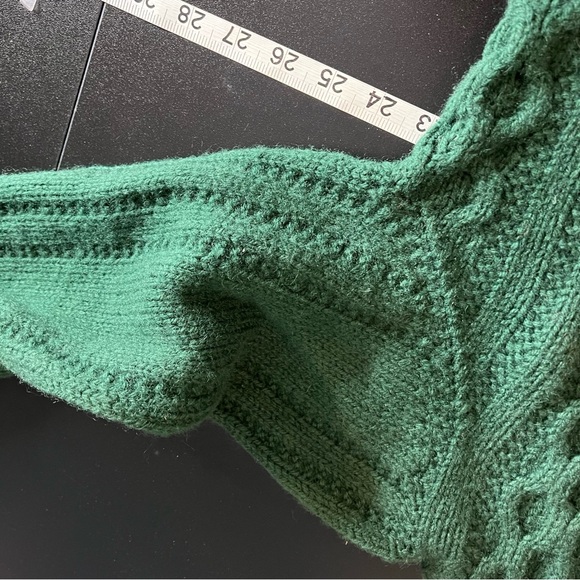 Handmade Vintage Wool Honeycomb Cable Knit Chunky Cardigan Hunter Green Sz M/L - Picture 9 of 12